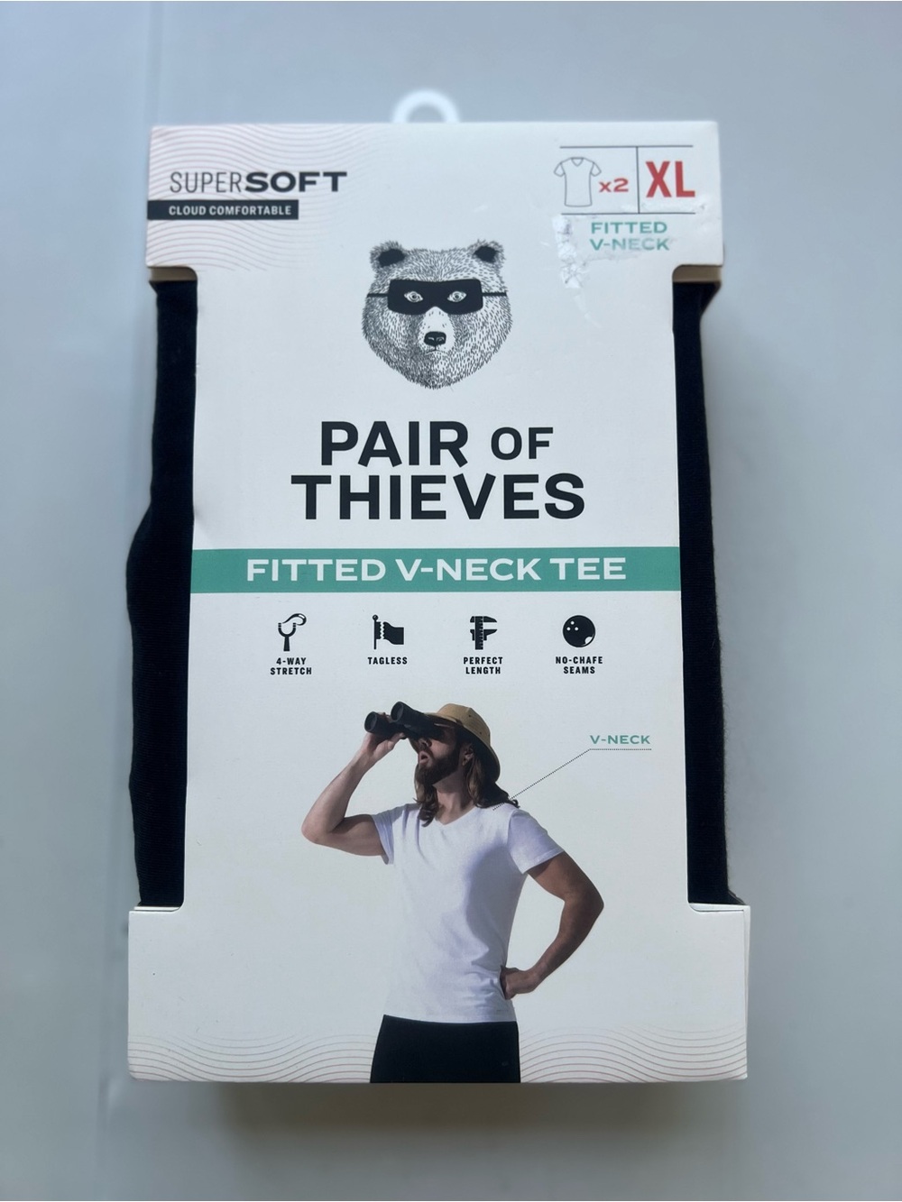 Pair of Thieves SuperSoft Fitted V-Neck Tee - Black - XL (2-Pack)